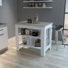 Kitchen Island Antibacterial Dozza, Three Shelves, Light Gray / White Finish