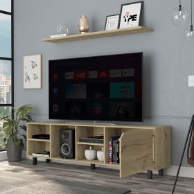 TV Stand for TV¬¥s up 70" Estocolmo, Four Open Shelves, Light Oak Finish