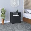 DEPOT E-SHOP Omaha Nightstand, Single Door Cabinet, Metal Handle, One Shelf, Superior Top, Black