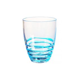 Designer Acrylic Swirl Blue Drinking Glasses DOF Set of 4 (15oz), Premium Quality Unbreakable Stemless Acrylic Drinking Glasses for All Purpose