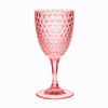 Designer Acrylic Diamond Cut Pink Glasses Set of 4 (12oz), Premium Quality Unbreakable Stemmed Acrylic Glasses for All Purpose Red or White