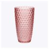 Designer Acrylic Diamond Cut Pink Drinking Glasses Hi Ball Set of 4 (19oz), Premium Quality Unbreakable Stemless Acrylic Drinking Glasses for All Purp