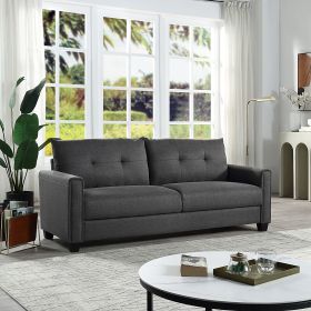 Linen Fabric Upholstery sofa/Tufted Cushions/ Easy, Assembly,Dark Grey