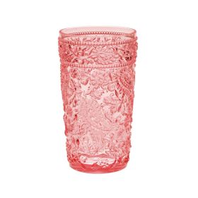 Designer Acrylic Paisley Pink Drinking Glasses Hi Ball Set of 4 (17oz), Premium Quality Unbreakable Stemless Acrylic Drinking Glasses for All Purpose