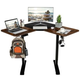 L-shaped Electric Standing Desk with 4 Memory Positions and LCD Display