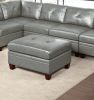 Contemporary Genuine Leather 1pc Armless Chair Grey Color Tufted Seat Living Room Furniture