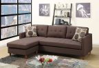 Chocolate Polyfiber Sectional Sofa Living Room Furniture Reversible Chaise Couch Pillows Tufted Back Modular Sectionals