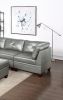 Contemporary Genuine Leather 1pc Corner Wedge Grey Color Tufted Seat Living Room Furniture