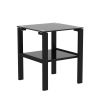 Black Glass Coffee Table, Clear Coffee Table, Modern Side Center Tables for Living Room, Living Room Furniture