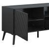 U-Can Modern TV Stand for 70 inch TV, Entertainment Center with Adjustable Shelves, 1 Drawer and Open Shelf, TV Console Table, Media Console, Metal Fe