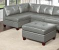 Contemporary Genuine Leather 1pc Armless Chair Grey Color Tufted Seat Living Room Furniture