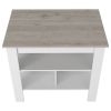 Kitchen Island Antibacterial Dozza, Three Shelves, Light Gray / White Finish