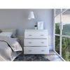 Three Drawer Dresser Whysk, Superior Top, Handles, White Finish