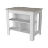 Kitchen Island Antibacterial Dozza, Three Shelves, Light Gray / White Finish