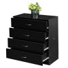 MDF Wood Simple 4-Drawer Dresser Black