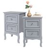 2pcs Country Style Two-Tier Night Tables Large Size Grace