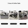 Modern Gray Multi-functional Rectangle Lift-top Coffee Table Extendable with Storage