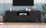 U-Can Modern TV Stand for 70 inch TV, Entertainment Center with Adjustable Shelves, 1 Drawer and Open Shelf, TV Console Table, Media Console, Metal Fe