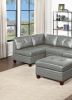 Contemporary Genuine Leather 1pc Armless Chair Grey Color Tufted Seat Living Room Furniture