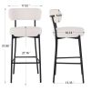 Premium White Teddy Chair with Iron Frame - Plush Comfort Bar Stools 2 Piece Set with Backrest Seat Height Bar Stools, Upholstered Large Circle Velvet