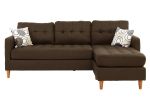 Chocolate Polyfiber Sectional Sofa Living Room Furniture Reversible Chaise Couch Pillows Tufted Back Modular Sectionals