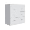 Three Drawer Dresser Whysk, Superior Top, Handles, White Finish