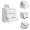 Three Drawer Dresser Whysk, Superior Top, Handles, White Finish