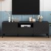 U-Can Modern TV Stand for 70 inch TV, Entertainment Center with Adjustable Shelves, 1 Drawer and Open Shelf, TV Console Table, Media Console, Metal Fe