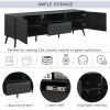 U-Can Modern TV Stand for 70 inch TV, Entertainment Center with Adjustable Shelves, 1 Drawer and Open Shelf, TV Console Table, Media Console, Metal Fe