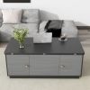 Modern Gray Multi-functional Rectangle Lift-top Coffee Table Extendable with Storage