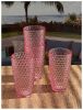 Designer Acrylic Diamond Cut Pink Drinking Glasses Hi Ball Set of 4 (19oz), Premium Quality Unbreakable Stemless Acrylic Drinking Glasses for All Purp