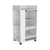 DEPOT E-SHOP Lansing Bar Cart with Glass Door, 2-Side Shelves and Casters, White