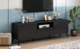 U-Can Modern TV Stand for 70 inch TV, Entertainment Center with Adjustable Shelves, 1 Drawer and Open Shelf, TV Console Table, Media Console, Metal Fe