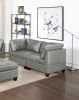 Contemporary Genuine Leather 1pc Corner Wedge Grey Color Tufted Seat Living Room Furniture