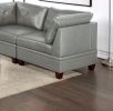 Contemporary Genuine Leather 1pc Corner Wedge Grey Color Tufted Seat Living Room Furniture