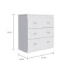 Three Drawer Dresser Whysk, Superior Top, Handles, White Finish