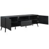 U-Can Modern TV Stand for 70 inch TV, Entertainment Center with Adjustable Shelves, 1 Drawer and Open Shelf, TV Console Table, Media Console, Metal Fe