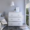 Three Drawer Dresser Whysk, Superior Top, Handles, White Finish