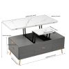 Modern Lift Top Coffee Table Multi Functional Table with Drawers in Gray & White