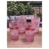 Designer Acrylic Paisley Pink Drinking Glasses Hi Ball Set of 4 (17oz), Premium Quality Unbreakable Stemless Acrylic Drinking Glasses for All Purpose