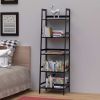 WTZ Bookshelf, Ladder Shelf, 5 Tier Bamboo Bookcase, Modern Open Book Case for Bedroom, Living Room, Office, BC-238 Black