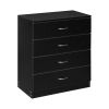 MDF Wood Simple 4-Drawer Dresser Black