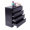 MDF Wood Simple 4-Drawer Dresser Black