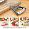 Stainless Steel Onion Holder Slicer Vegetable Tools Tomato Cutter Kitchen Gadget Steel Onion Needle With Cutting Safe Aid Holder Easy Slicer Cutter To