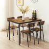 Dining Table Set 5-Piece Dining Chair with Backrest, Industrial style, Sturdy construction. Rustic Brown, 43.31'' L x 27.56'' W x 30.32'' H.