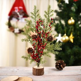 Simple Mini Christmas Decoration Window Small Tree Photography Props (Option: Pine blossom and red fruit)