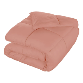 Brushed Microfiber Down Alternative Medium Weight Solid Comforter (Color: Blush, size: California King)