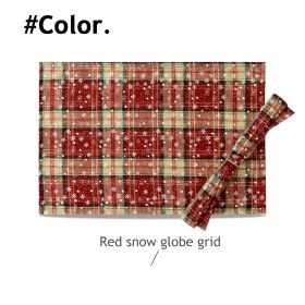 Christmas Series New Year Cloth Plaid Table Flag Insulation Pad (Option: Red snow grid-30x45cm)