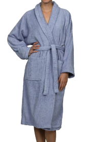 Cotton Ultra Soft Terry Adult Unisex Lightweight Luxury Bathrobe (Color: Blue, size: small)