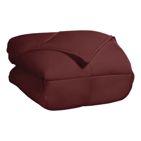 Classic All-Season Reversible Down Alternative Comforter (Color: Burgundy, size: Twin)